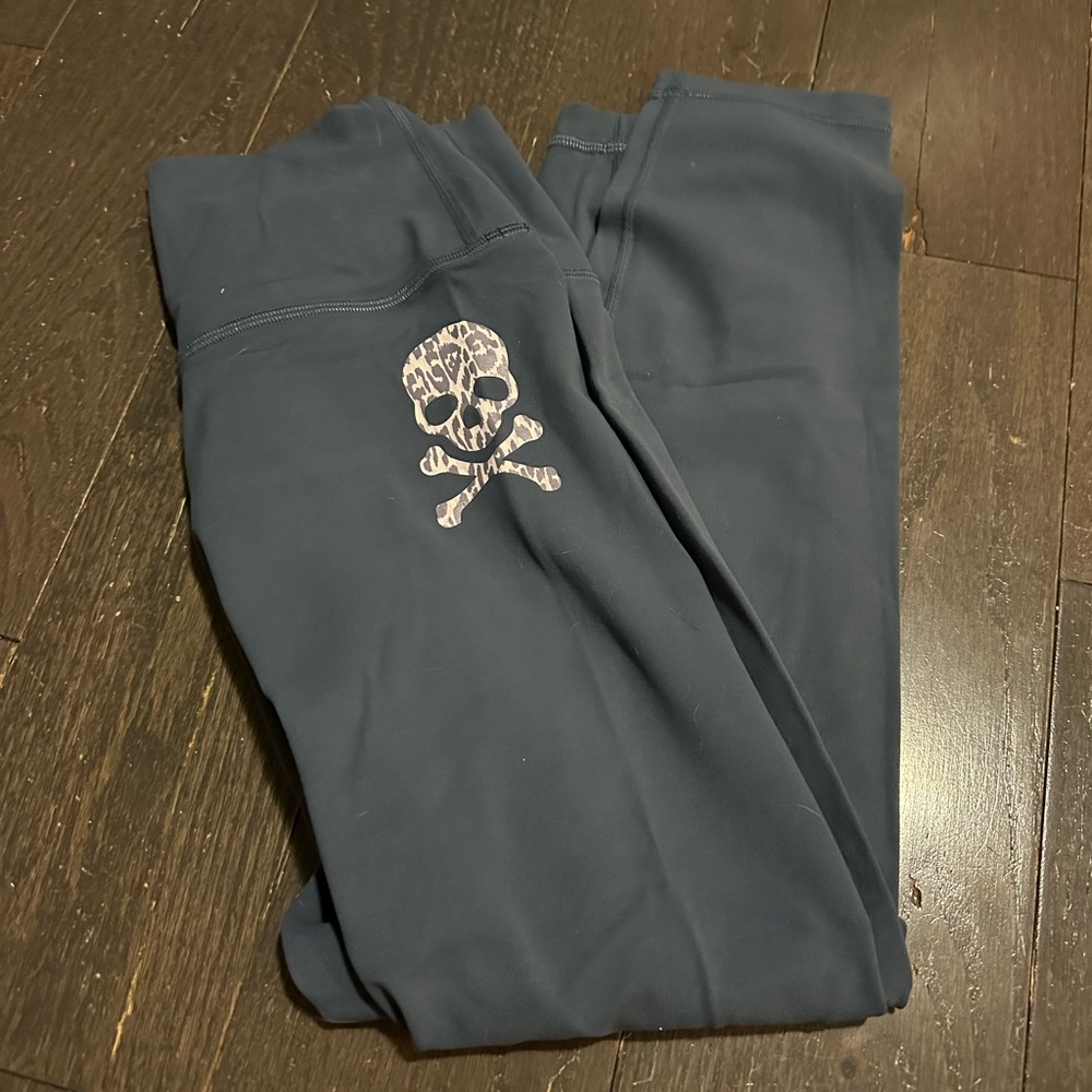 lululemon athletica Blue/Grey Align Leggings with Skull Motif